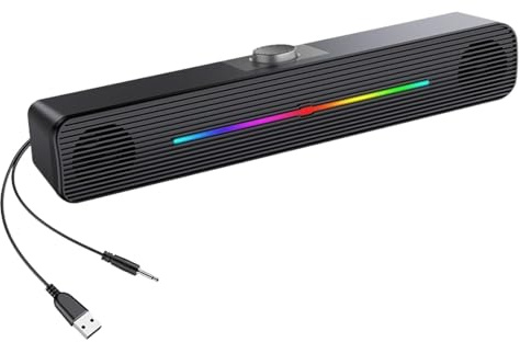 Barre de son RVB pour ordinateur portable, barre de son RVB pour ordinateur de bureau,Barre de son audio de bureau pour ordinateur portable | Enceintes de bureau RVB polyvalentes pour smartphones, ord