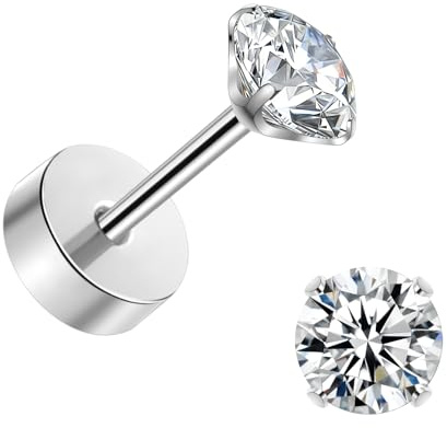 J.aey Titan Ohrringe für Damen Mädchen Medizinische Klein Ohrstecker Gesundheitsstecker Damen Ohrringe 3/4/5mm 5A+Zirkonia/Opal Glitzer Silber Ohringe Helix Knorpel Piercings Jewellery 20G