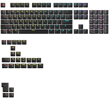 GLORIOUS ABS Doubleshot V2 Keycaps OEM Profile (Black) | Dual Moulded Design, Fade Resistant Surface, RGB Friendly Translucent Legends, Fits MX Style Stems, ANSI Layout