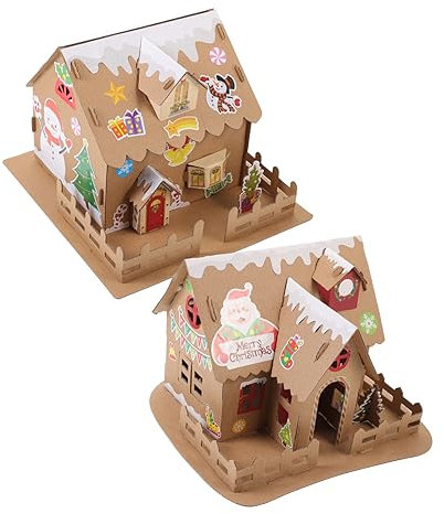 VICASKY 6sätze Weihnachts Cottage House Kreatives Bastelset Aus Pappe Für Junge Mädchen Als Festliche Dekoration Fantasie Pack