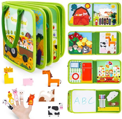 Growithu Busy Board Montessori Spielzeug ab 1 2 3 4 Jahre - Activity Buch Board Lernspielzeug und Motorikspielzeug für Kinder Geschenk für Babys