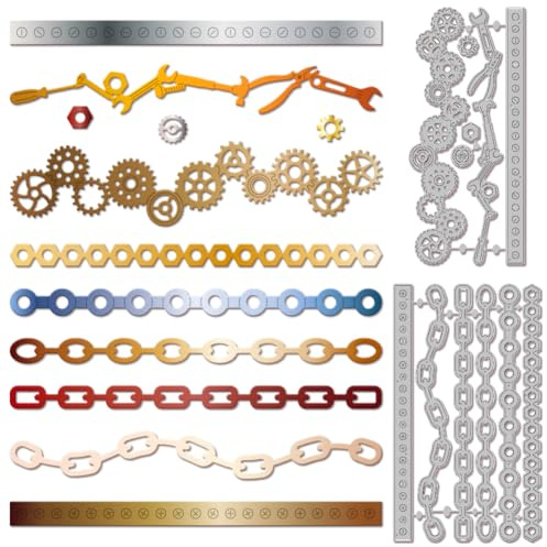 GLOBLELAND Stanzformen Mit Werkzeugrand Für DIY Scrapbooking Metallzahnrad Spitzenrahmen Stanzformen Kettenstanzungen Für Kartengestaltung Prägung Fotoalbum Basteldekor