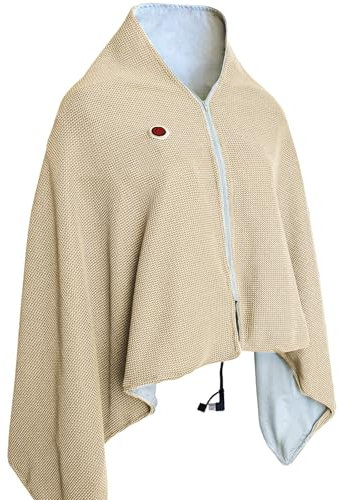 sesameless Portable Heated Blanket Shawl,Electric Blanket Throw,Cordless Heated Blanket,3 Heating Levels 8 Heating Zones,Fast Heating Shawl Wraps for Women,Cozy Winter Gifts for Mom (Beige)