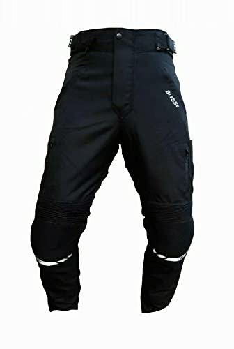 BI ESSE - Herrmotorcykelbyxor Cordura svart tyg motorcykel vattentät vindtät med höftskydd, knä, avtagbara, Svart, 5XL