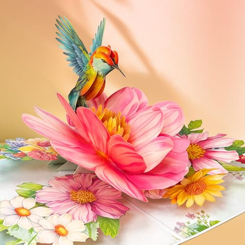 Happivue Birthday Cards for Women, 3D Hummingbird Flowers Pop Up Happy Birthday Cards for Women, Gifts for Sister, Mum, Daughter, Wife, Special Friend, Greeting Cards for Mother’s Day