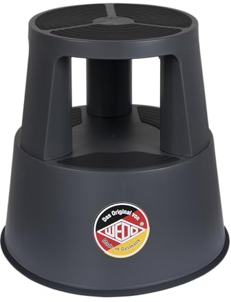 WEDO Taburete con Ruedas Super Step de plástico irrompible, con pie de Elefante, con Certificado TÜV GS, Fabricado en Alemania, Antideslizante, Altura Aprox. 43 cm, Capacidad de Carga 150 kg, Color