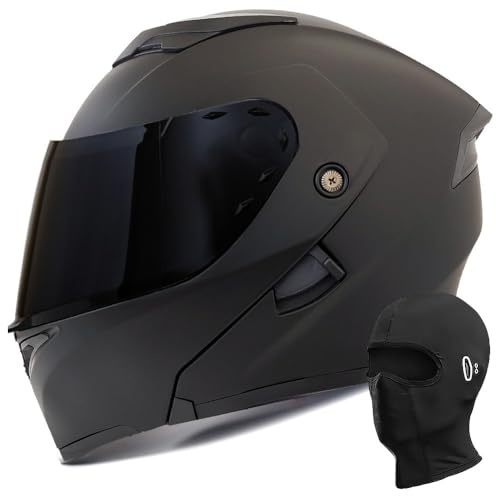 Klapphelm Motorradhelm ECE-R 22.06 Zertifiziert Integralhelm für Damen und Herren Jethelm mit Kinnschutz Scooter Roller Moped Helm mit Sonnenblende und Visier, M~XXL
