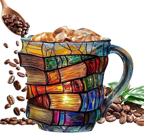 Bibliothèque Tasses Bibliothèque Tasse à Café en Céramique | Nouvelle Tasse à Café avec Motif Plat Fantastique Bibliothèque Tasses à Lait Tasses à Thé Décoration Maison Cadeaux pour les amateurs de