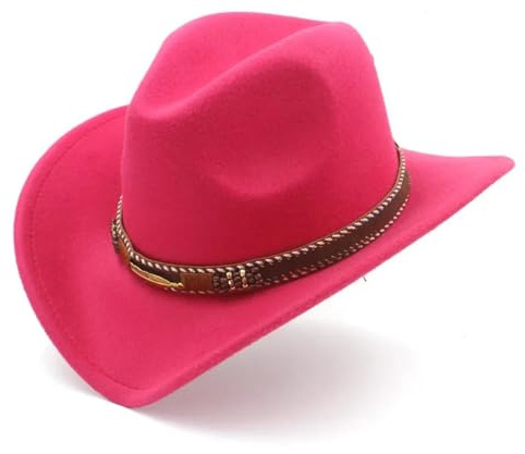 AAIXXIZAO Fedora Trilby hattar filt hatt cowboy herr dam för gentleman dam jazz cowgirl klocka kepsar 60–61 cm rosa