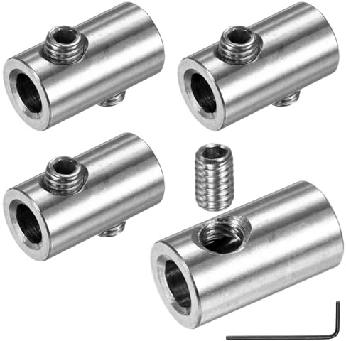 M METERXITY 4erPcs Drahtseilklemme 5mm Loch 304 Edelstahl Doppelloch-Klemme Mit Sechskantschrauben Und Schraubenschlüssel Für Seilbefestigung/DIY-Dekorationsseil/Wäscheleine