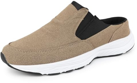 riemot Slip On Mules for Men Casual Mule Open Back Sneakers Indoor Outdoor Backless Sneakers House Slippers for Walking Shoes Brown 9 UK/43 EU