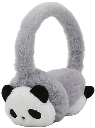 Kids Panda Plush Winter Earmuffs Adjustable Faux Fur Ear Warmer for Girls Boys Cute Cartoon Fluffy Fleece Earmuffs Soft Thermal Ears Protector Warm Fleece Cushioned Ears Children Windproof Ear Covers