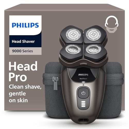 Philips Head Shaver Pro 9000 Series - Skull Shaver for Men and Women, 360° Flexing Head & ComfortCut Blades for Clean Shave, Gentle on Skin, Model HS9980/15