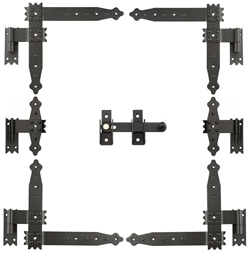 FEINZ Fensterladen Scharniere 25x23 cm 12 Stück | Scharnier, Schwarz, Türscharniere außen, Türscharnier, Türband, Holztore, Verriegelung, Door Hinges