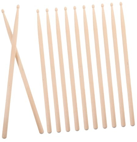 6 Paar Schlagzeugstöcke 5a aus Ahornholz für Anfänger und Profis | Ersatz für Drumsticks, Glatte Oberfläche, Schnelle Reaktion, Robust, Leicht zu Tragen, 5a Format, 6 Paare