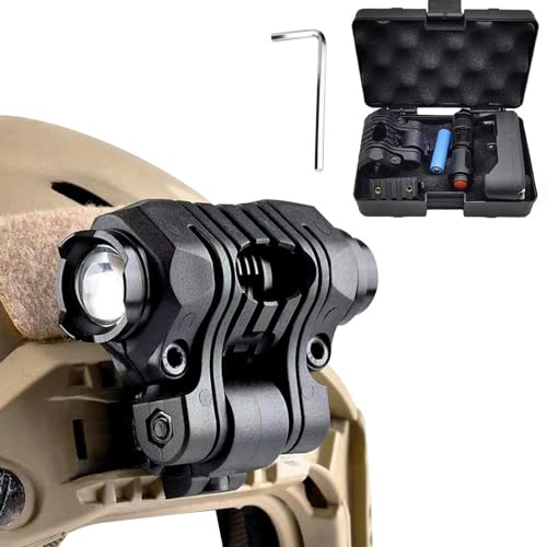 Chestnut-YX Taktischer Helm ARC Schiene Licht mit Mount LED Mini Zoombare Helm Taschenlampe, Taschenstift Taschenlampe mit 20mm Picatinny Schiene Mount Speicherkasten Ladegerät (Black)