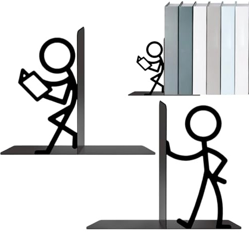 Raixihu Fermalibri - 2 Pezzi Moderni Design Astratto | Sostegni in Metallo per Libri e Volumi | per Casa Soggiorno Studio Ufficio Biblioteca Dormitorio Appartamento Scrivania Tavolo Comodino