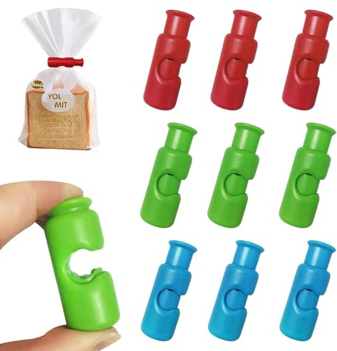 ZXNJA 9 Pcs Tütenclips,Efrierbeutel Verschlussclips Für Beutel | Snack-Brot-Verschlussclip,Wiederverwendbare Einkaufstütenclips,Lebensmittelclips Für Tüten Aus Kunststoff(Rot Grün Blau)