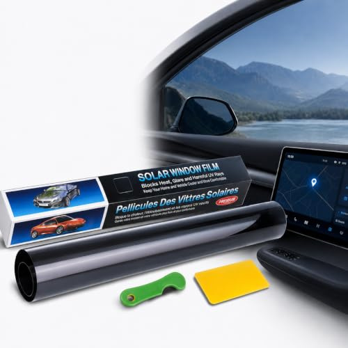 Film teinté auto-adhésif pour pare-brise, film teinté autocollant pour vitres de voiture, film anti-rayures pour fenêtres de voiture bloquant 99% des rayons UV et IR, film de protection des regards