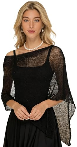 JasmyGirls Poncho transparente para mujer Y2K Beach Cover Up Knit Crochet Shrug Bolero Mesh Shawl Beachwear