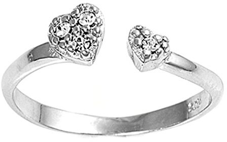 Zehenring aus 925 Sterling Silber als Fußschmuck für Damen, Herren und Mädchen, Größenverstellbar, Zirkonia Herz 1