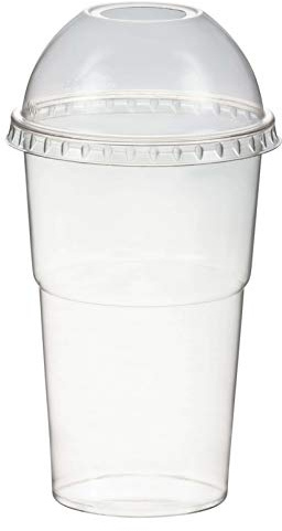 1-PACK Smoothiesbecher + Domdeckel mit Öffnung 300 ml, Ø 78mm, PET, glasklar, 50 Stück