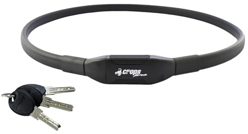 CROPS K4-10D110 Bike Lock Cable, 3.6 ft, Black – Keyed Lock (3 Keys Included), 10mm Double-Wire Steel Cable, Anti-Theft