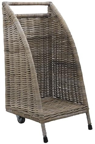 AUBRY GASPARD - Chariot à Bûches à roulettes - Gris - Poelet et Métal - 41x41x80 cm - Poids 7 kg - Pratique pour Transport et Rangement Bois de Chauffage - Design Élégant et Robuste