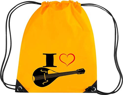 Shirtstown Premium Gymsac Musique I Love Mandoline, or