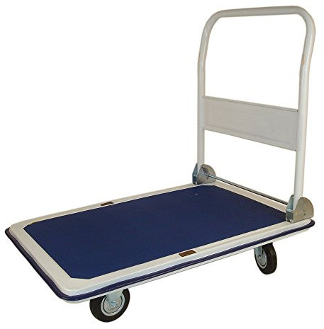 STI Carrello Piattaforma 61x91x88cm Grande Portatutto Richiudibile Antisdrucciolo Acciaio Pianale Portata 300 kg