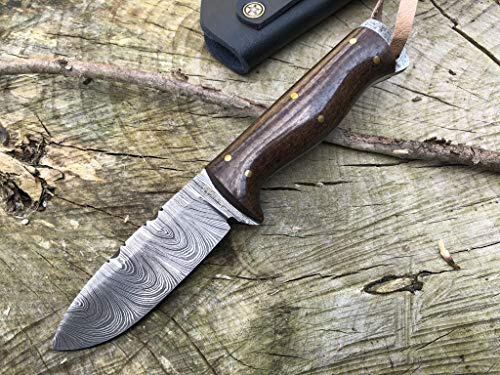Perkin Couteau De Chasse Damas avec Gaine Couteau Bushcraft Sharp SK1300