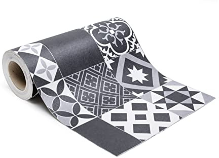 Giuri Tessuti - PASSATOIA per Cucina in Vinile - Tappeto Runner Antiscivolo e Lavabile in PVC - Largo 50 cm (AL METRO, MODERNO NERO)