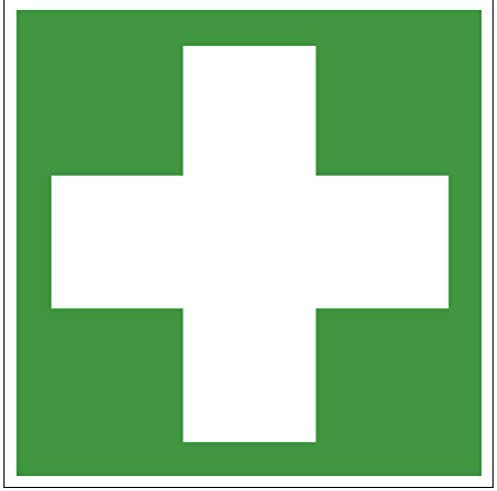 MBS-FIRE Schild Erste Hilfe Aufkleber nachleuchtend 20x20cm Erste Hilfe Verbandkasten