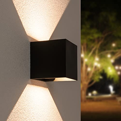 Applique murale LED Up & Down Cube - IP65 Applique murale - Noir - 6 Watt 660 lumens - Moderne - Aluminium - Lampe d'extérieur - Faisceau lumineux ajustable 5-100° - Lumière blanche chaude 3000K