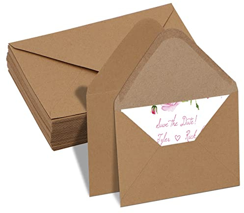 C6 Kraft Fleck Envelopes 114mm x 162mm Pack of 50 , Vintage Brown Self Seal, C6 Kraft Envelopes, for Weddings, Invitation, Christmas Day Gift Cards