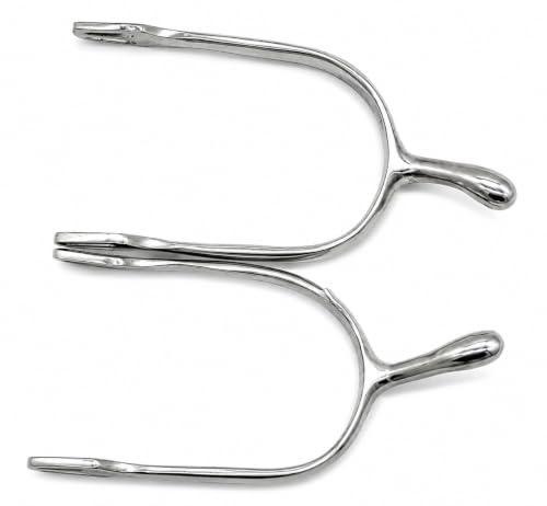 Tysons Breeches Schwanenhals Sporen Silber Farben Rädchen o Dorn ergonomisch geformt Schwanenhalssporen 4,5 cm lang (Dornsporen, 1 Paar)