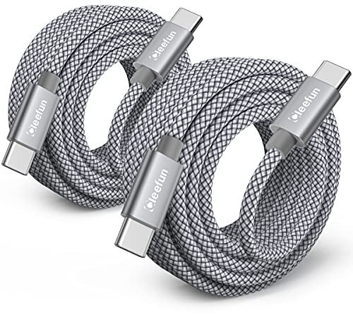 CLEEFUN 3 M, 2Pack Cavo USB C a USB C Lungo, Tipo C QC 3.0 PD 60W Ricarica Rapida Type C Caricatore Cavetto per Galaxy S21 S21+ S20 S20+ S22 Note 20 10 Ultra Plus A51 A70 A71, Pixel, Switch
