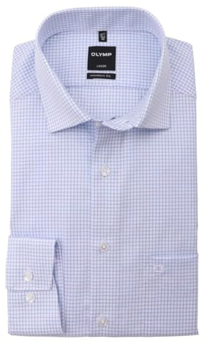 OLYMP Luxor modern fit Hemd Langarm New Kent Karo hellblau