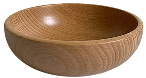 Cesta de frutas con diseño rústico, de madera, para servir frutas, ensalada, cuenco de madera, moderno y redondo, tazón de fuente de fruta (tamaño pequeño)