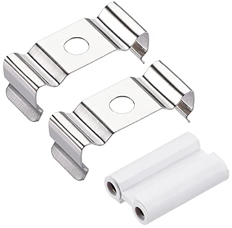 sourcing map T4 Clips Klammer LED Leuchtstoffröhren Halter Edelstahl | 1 Satz, Für LED Röhre, Mit 2 Stifte Stecker