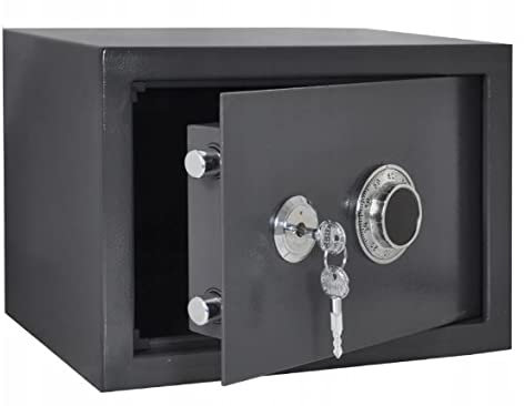 Caja fuerte para muebles con cerradura de combinación mecánica cerradura de doble barba, caja fuerte de pared, incluye 2 llaves 9 kg (35x25x25 cm)