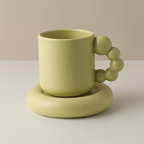 Mugs à infusion Ceramic Creative Cafe Cuivre avec plateau Nordic Home Decor à la main Art Tasse à la main Tasse Tasse Tasse Personnalisé Cadeaux personnalisés Meilleur Cadeau (Color : Green)