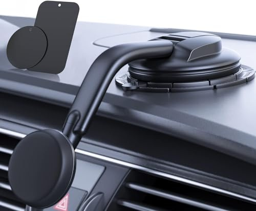 Support Téléphone Voiture Magnétique, [ Aimants Puissants et Aspiration de Qualité Militaire] Support Téléphone Voiture pour Tableau de Bord et Pare-brise Convient à iPhone Android Automobile Berceau