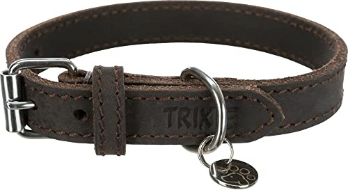 TRIXIE Halsband för hond rustik vetleer donkerbruin 27–34 x 1,8 cm
