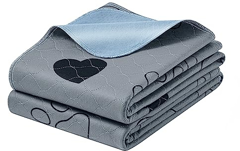 Feandrea Alfombras Lavables para Perros, Alfombras Absorbentes Reutilizables, 152 x 122 cm, Juego de 2, XXL, Impermeables, Antideslizantes, Alta Absorbencia, para Gatos, Conejos, Gris PTD048G01