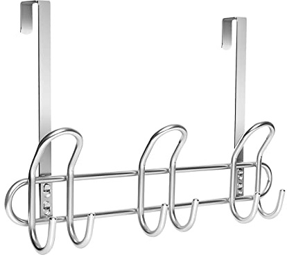 horkmous Türhaken, hinter der Tür, Kleiderbügel, zum Aufhängen von Bademänteln, Handtüchern, Kleidung usw. Ästhetisches Design über Türgarderobe, Kleiderhaken, Handtuchhalter für Badezimmer, Silber
