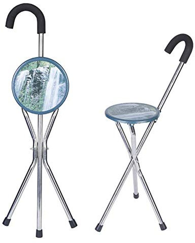 Stampella per Anziani e disabili Disabilità Assistenza Medica Sedile Pieghevole Canna Treppiede Regolabile Bastone da Passeggio e Sedile (Bastone da Passeggio e Sedile per Sedia) Interesting