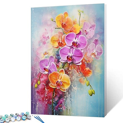 Tucocoo Orchidee Malen nach Zahlen für Erwachsene, DIY Digitales Ölgemälde-Kits auf Leinwand mit Pinseln und Acrylpigment, bunte Blüten Blumen Bild für Wohnkultur Geschenke 40 x 50 cm (rahmenlos)