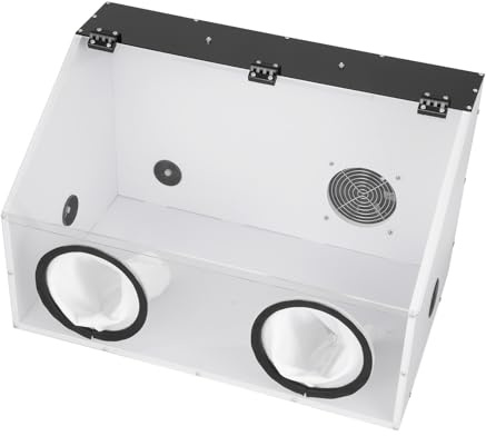 XUANIIIL Fully Enclosed Electric Grinding Table Polisher Dust Box, Transparent Acrylic Cover with Led Light and Blower Fan for Polishing Machine (2 Hole)
