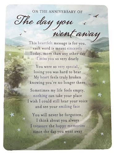 Anniversary of Death Memorial Remembrance Verse Plastic Coated Grave Graveside Card (Day You Went Away)